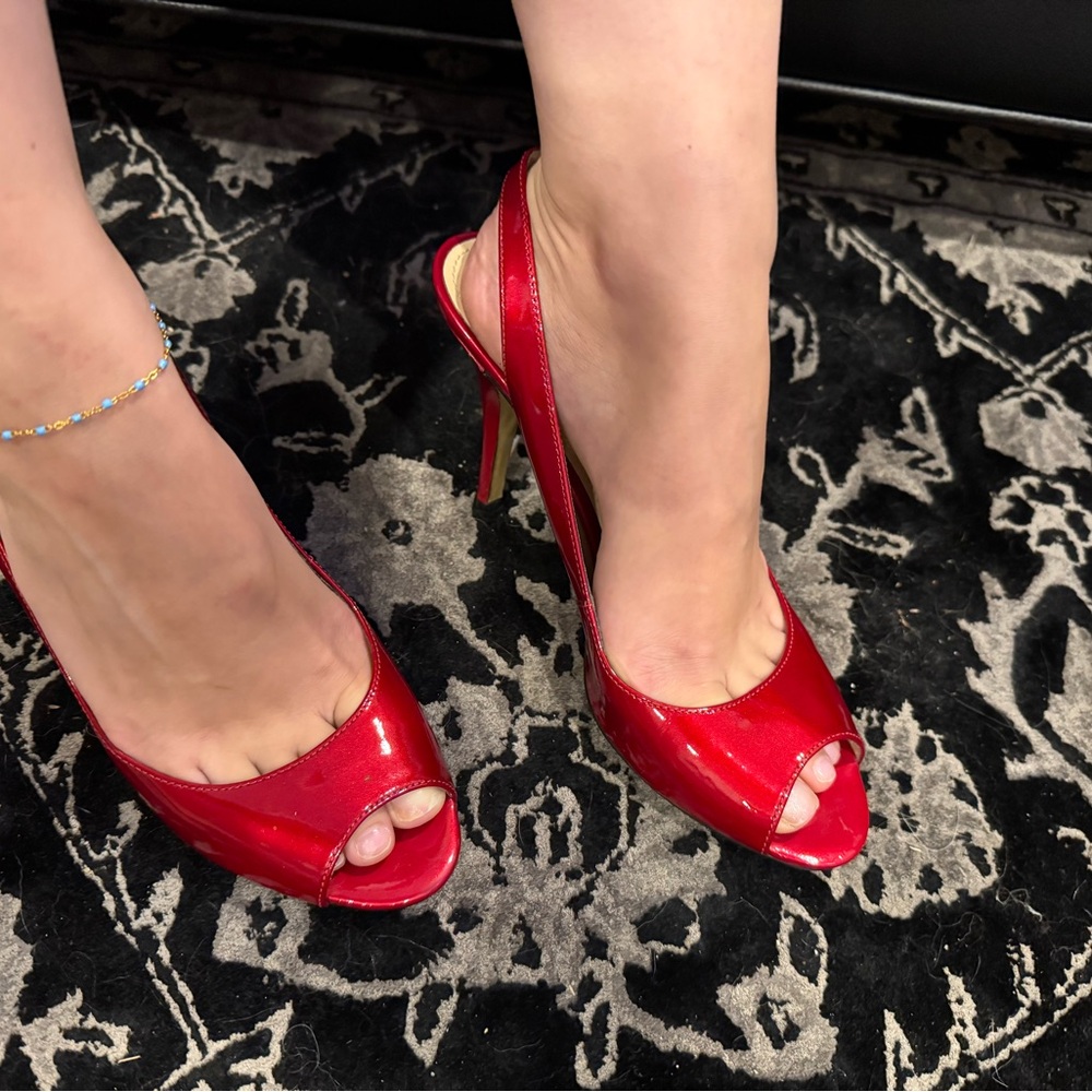 Enzo Angiolini Vibrant Red Slingback Heels